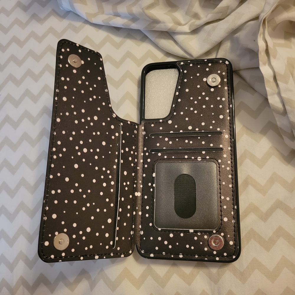 Elegant Black Polka Dot Phone Wallet Case